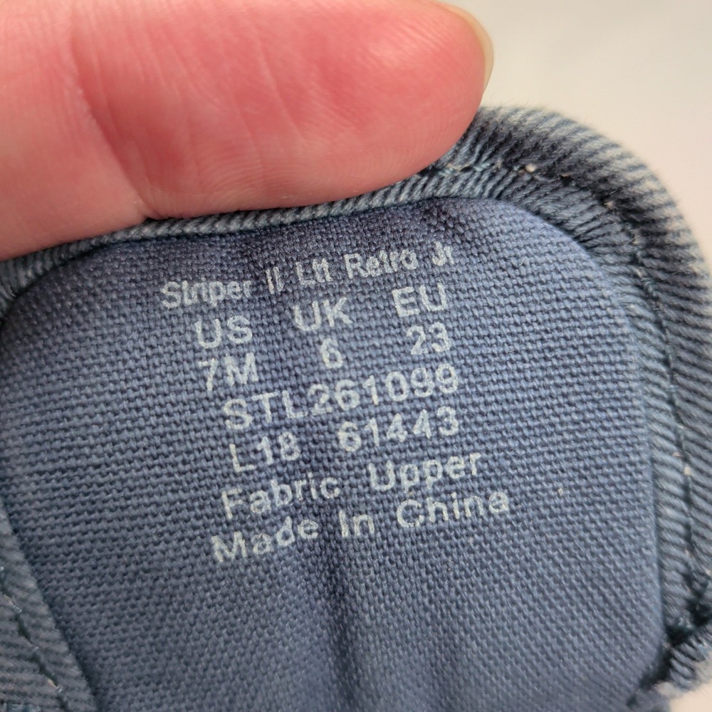 Sperry Striper II Ltt Retro Jr Blue Denim Fabric Sneakers Toddler 7M STL261099 - Picture 11 of 11
